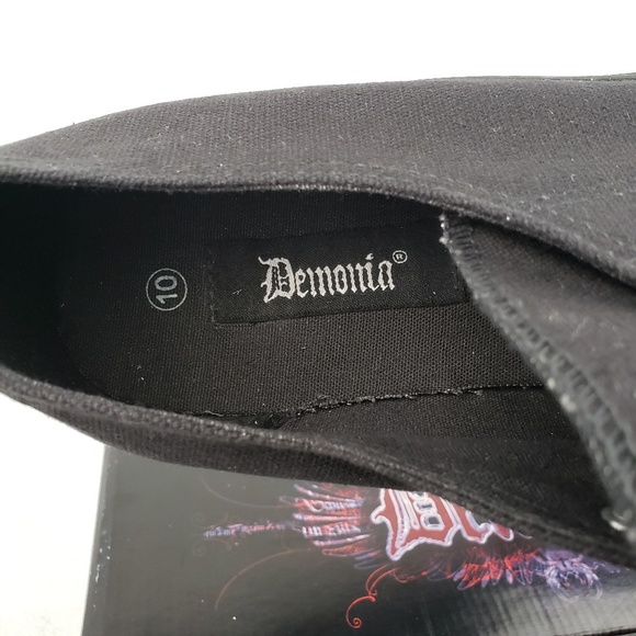Demonia DEVIANT Gothic Black Canvas Unisex Shoes - Picture 6 of 7
